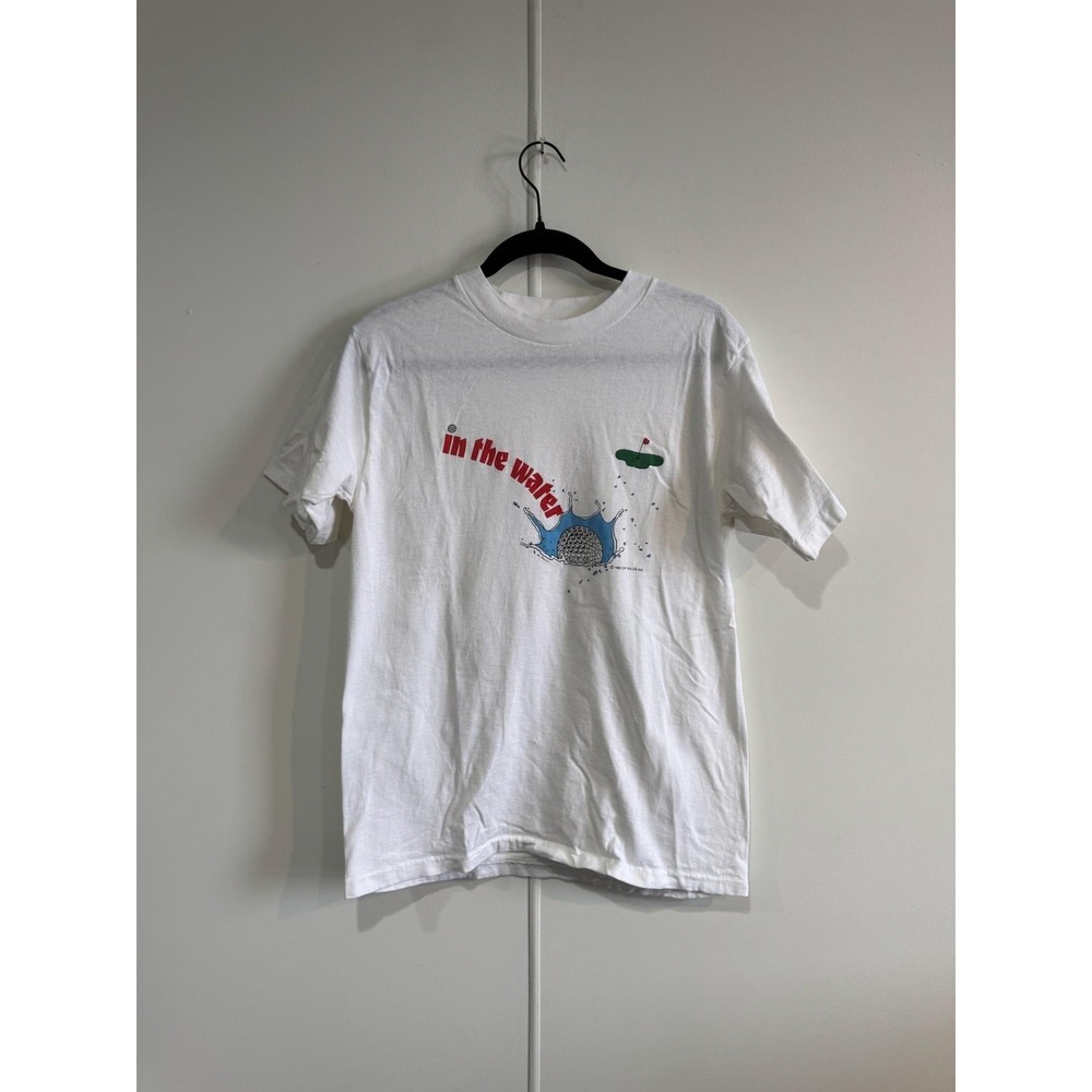 Vintage Genuine Golf Lifestyle Shirt Mens Medium White In The Water‎ Tee 80s